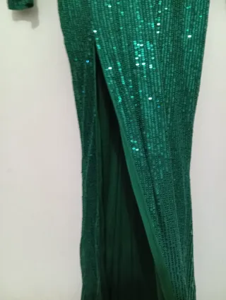 Vestido largo lentejuelas verde