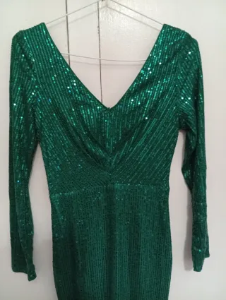 Vestido largo lentejuelas verde