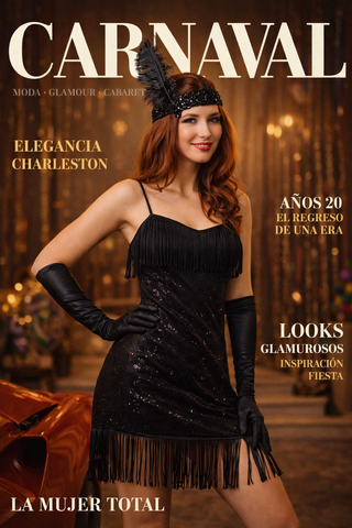 Disfraz Charleston Mujer Negro Talla M-L