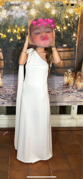 Vestido fiesta blanco con lazo