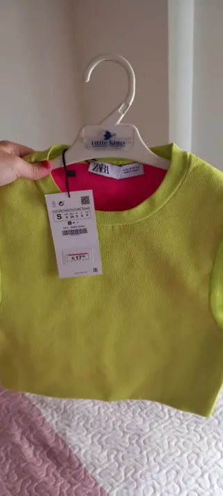 Top Zara Amarillo Neón Talla S