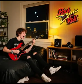 Lampada neon Led "Rock and Roll" fire