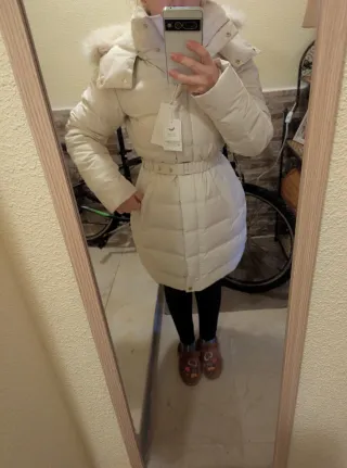 plumífero mujer ZARA S blanco NUEVO etiqueta