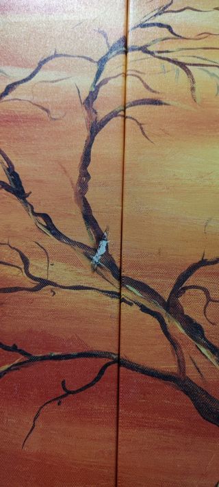 Cuadro triptico 5 piezas árbol atardecer