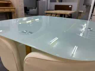 Mesa de cristal y madera diseño