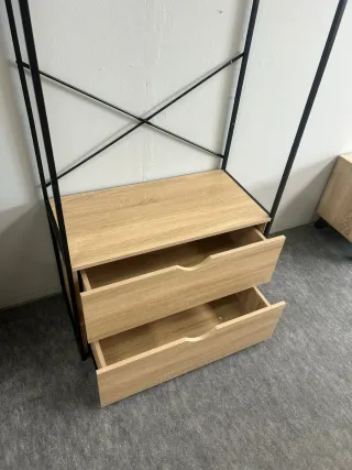 Colgador con 2 cajones madera y metal