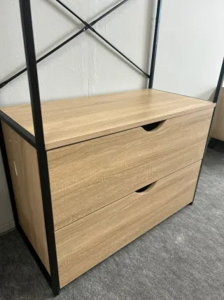 Colgador con 2 cajones madera y metal