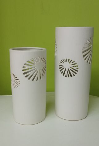 Juego de 2 jarrones blancos de cerámica