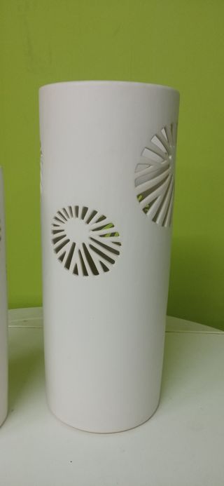 Juego de 2 jarrones blancos de cerámica