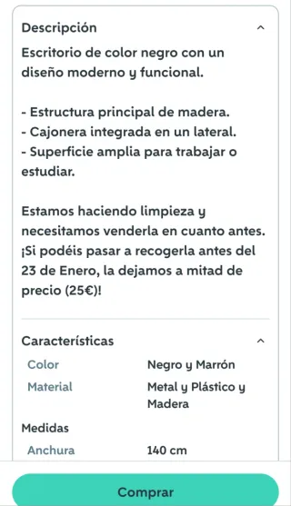 Escritorio Ikea Negro Esta en Barcelona 50% descue