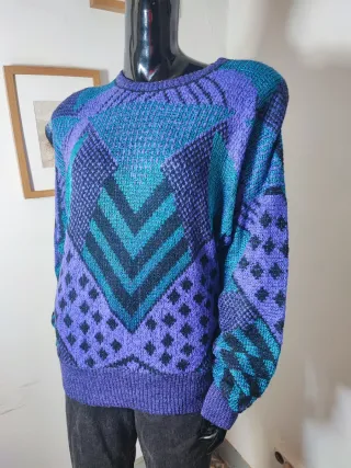 Jersey Vintage 80s/90s Morado y Turquesa