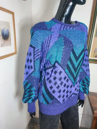 Jersey Vintage 80s/90s Morado y Turquesa