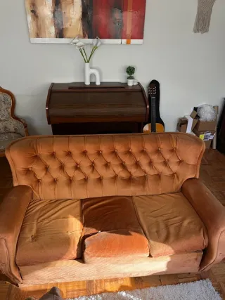 2 Poltrone Marroni in Tessuto