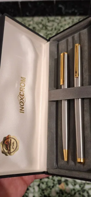 INOXCROM Pluma y Bolígrafo Oro