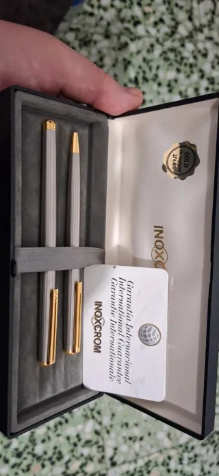 INOXCROM Pluma y Bolígrafo Oro