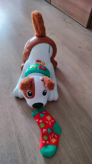 Perrito Fisher Price gatea y juega