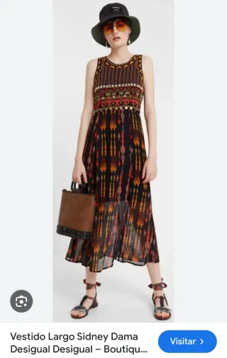 Vestido largo estampado étnico boho  T/ 38