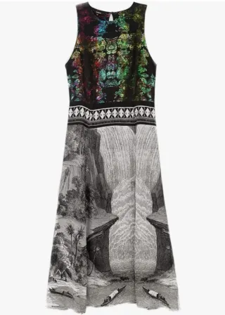 Vestido estampado multicolor desigual  T38