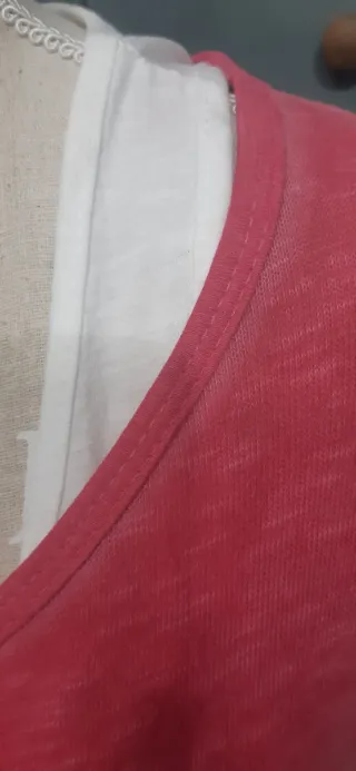 Camiseta fucsia efecto doble talla única