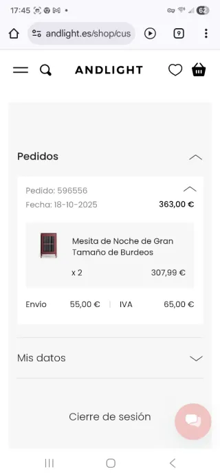 Mueble auxiliar burdeos metálico