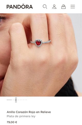 Anillo Pandora Corazón Rojo