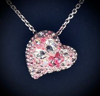 Collar Corazón Swarovski Rosa y Plateado