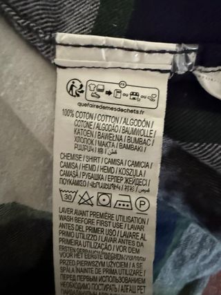 Camisa cuadros talla M hombre mujer kiabi algodón