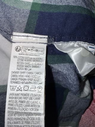 Camisa cuadros talla M hombre mujer kiabi algodón