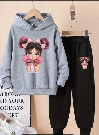 Conjunto Chándal Niña Gris y Negro