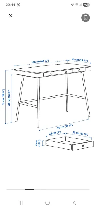 Escritorio Lillåsen Ikea Bambú y Metal