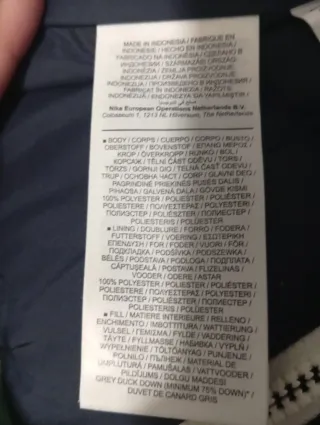 Abrigo Nike Plumas Talla M