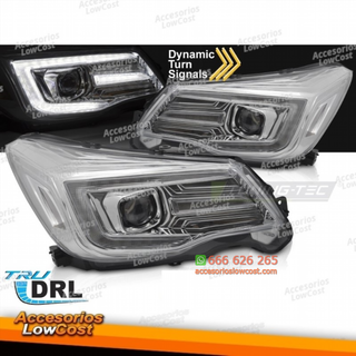 FAROS DELANTEROS EN TUBO DE LUZ DRL CROMADO PARA
