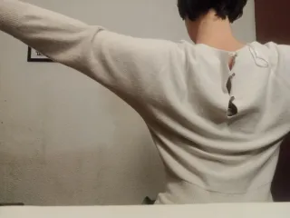 Jersey blanco talla M cuello barco