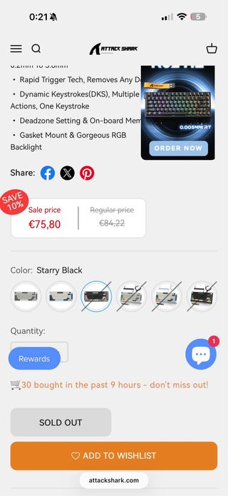 Attack Shark X66 Teclado Mecánico Gaming x66