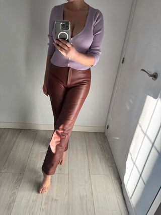 Pantalones de cuero marrones