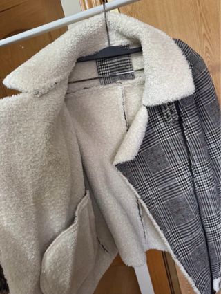 Chaqueta Biker Cuadros con Pelo