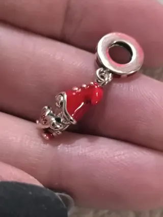 Charm Gnomo Cuore Love Argento S925 Smaltato Rosso