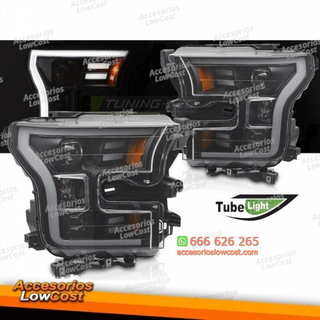 FAROS DELANTEROS TUBO LUZ NEGRO PARA FORD F150 MK