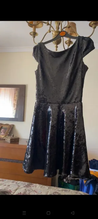 Vestido lentejuelas negro Suite blanco