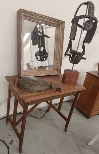 Espejo antiguo madera pino