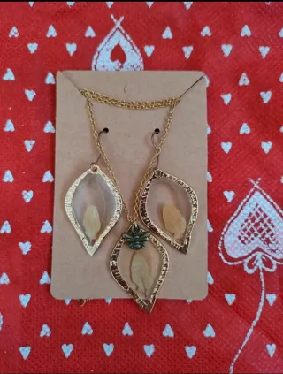 Set Collana e Orecchini Fatti a Mano Foglie