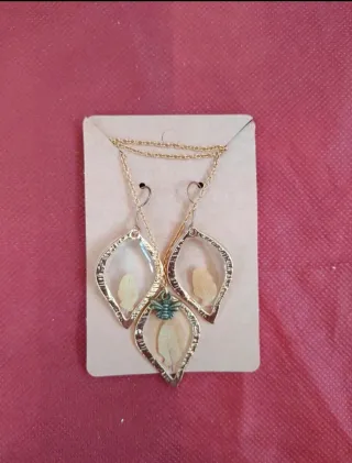 Set Collana e Orecchini Fatti a Mano Foglie