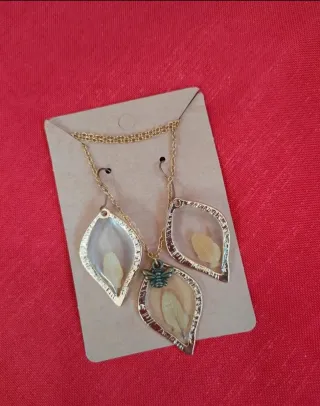 Set Collana e Orecchini Fatti a Mano Foglie