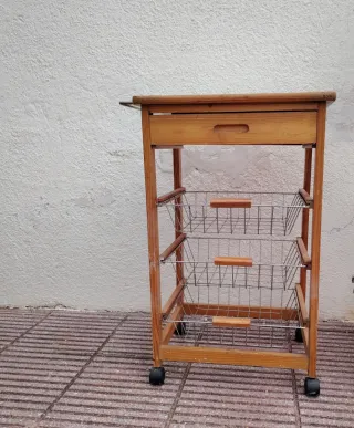 Carrito Auxiliar Cocina Madera y Metal