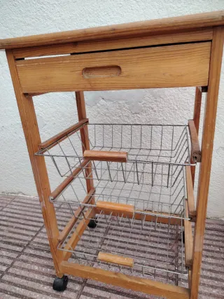 Carrito Auxiliar Cocina Madera y Metal