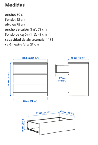 Cómoda IKEA Malm Blanca
