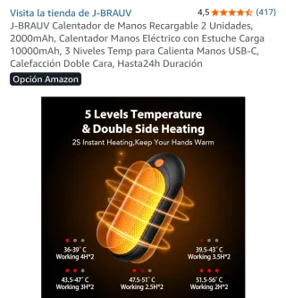 Calentador de Manos J-BRAUV Recargable