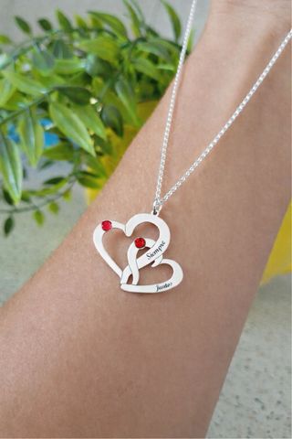 Collar Corazones Entrelazados Plata