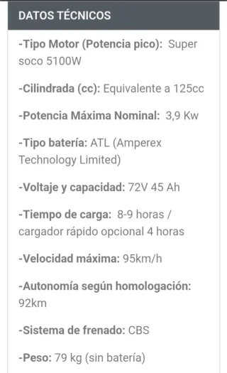Super Soco TC Max Moto Eléctrica