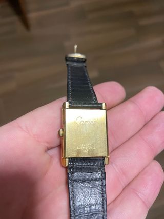Cartier Tank Louis 18k Oro Correa Negra